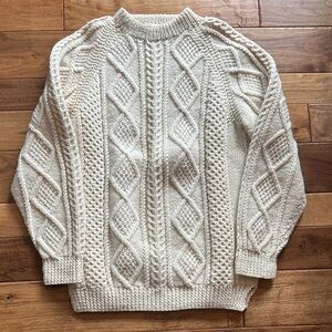 Vtg Blarney Woolen Mills fisherman core cable knit sweater